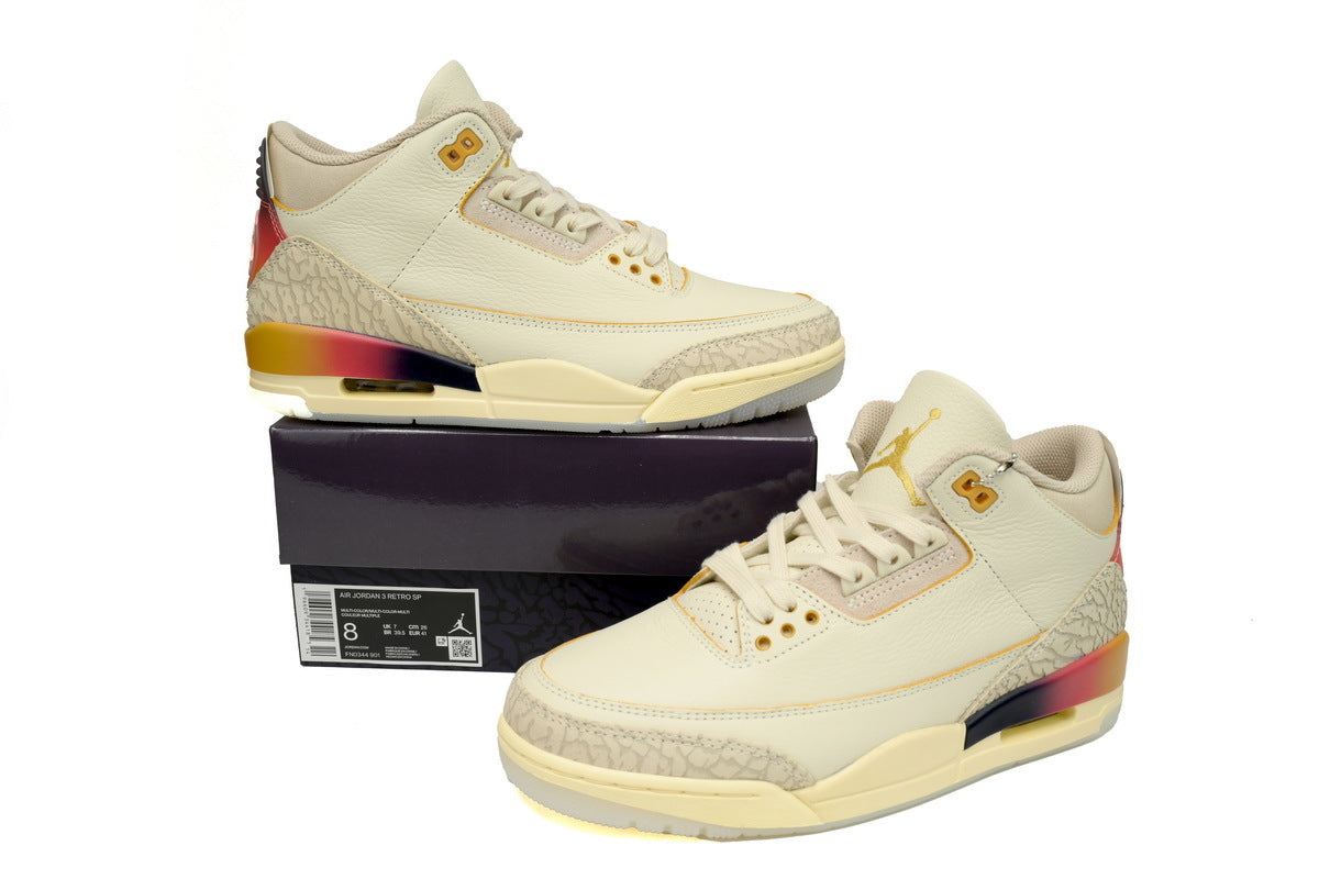 J Balvin x AJ 3 White Blue Red